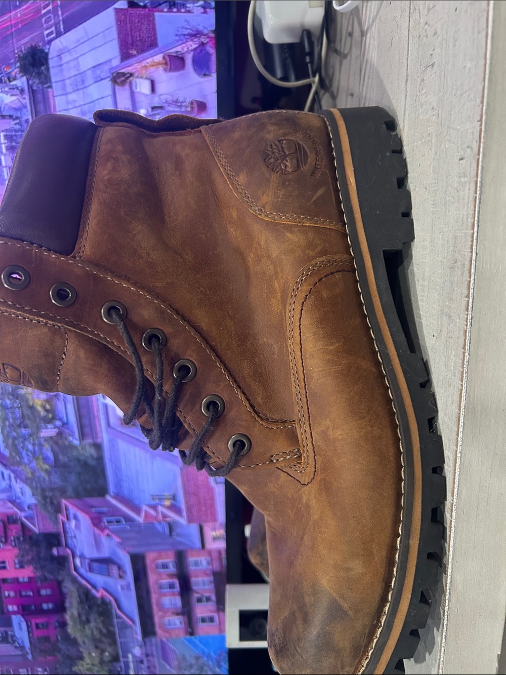 Timberland Men's Tan/Brown Leather Lace-Up Work Boots